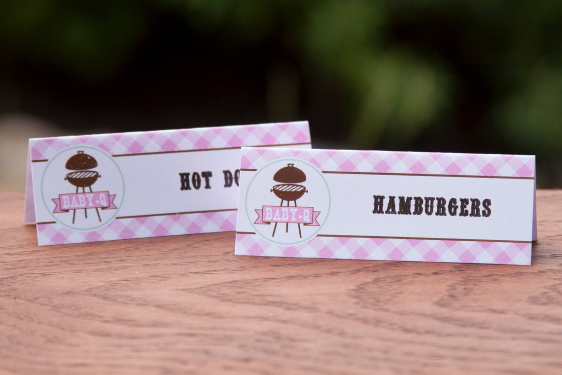 Baby Q Food Labels BBQ Baby Shower Food Labels Couples Baby Etsy