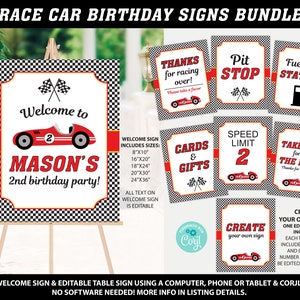 Race Car Birthday Sign Package, Race Car Birthday Decoration, Race Car Welcome Sign, Racing Birthday, Boy Birthday, Printable Signs