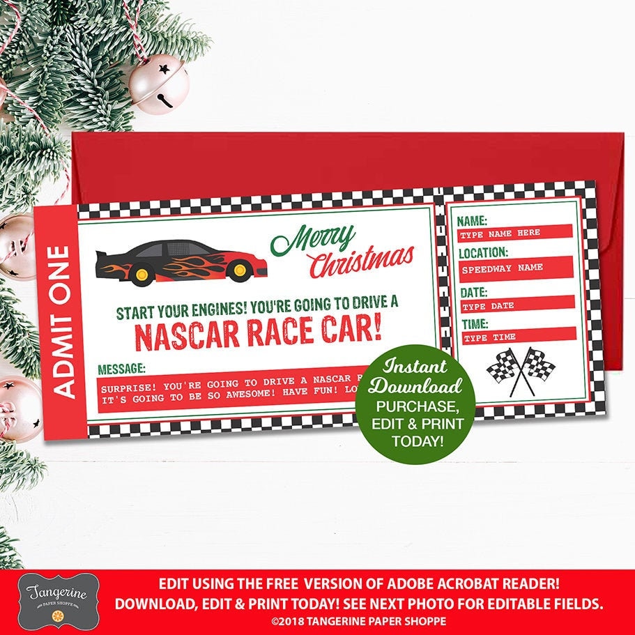Car Race Ticket Drive A Race Car Ticket Christmas Fake Etsy