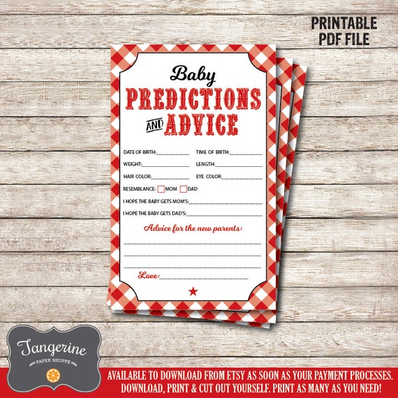 etsy baby prediction cards