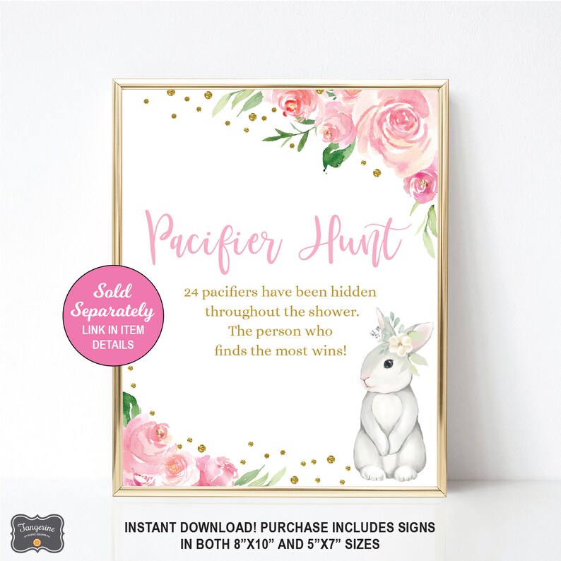 Bunny Baby Shower Invitation, Rabbit Baby Shower, Spring Baby Shower Invitation, Baby Girl, Easter Baby, Printable Invite image 7