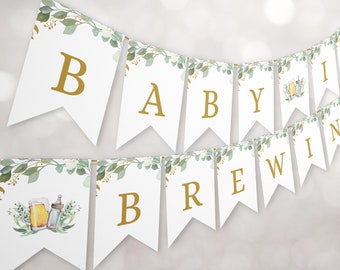 A Baby is Brewing Banner Beer Baby Shower Bunting Brewery Shower Decoration Coed Baby Shower Gender Neutral Instant Download 0017