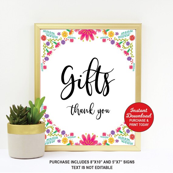 Fiesta Gifts Sign, Fiesta Theme Bridal Shower, Baby Shower Decor, Floral Table Gifts Sign 8x10 Instant Download PRINTABLE Il_570xn