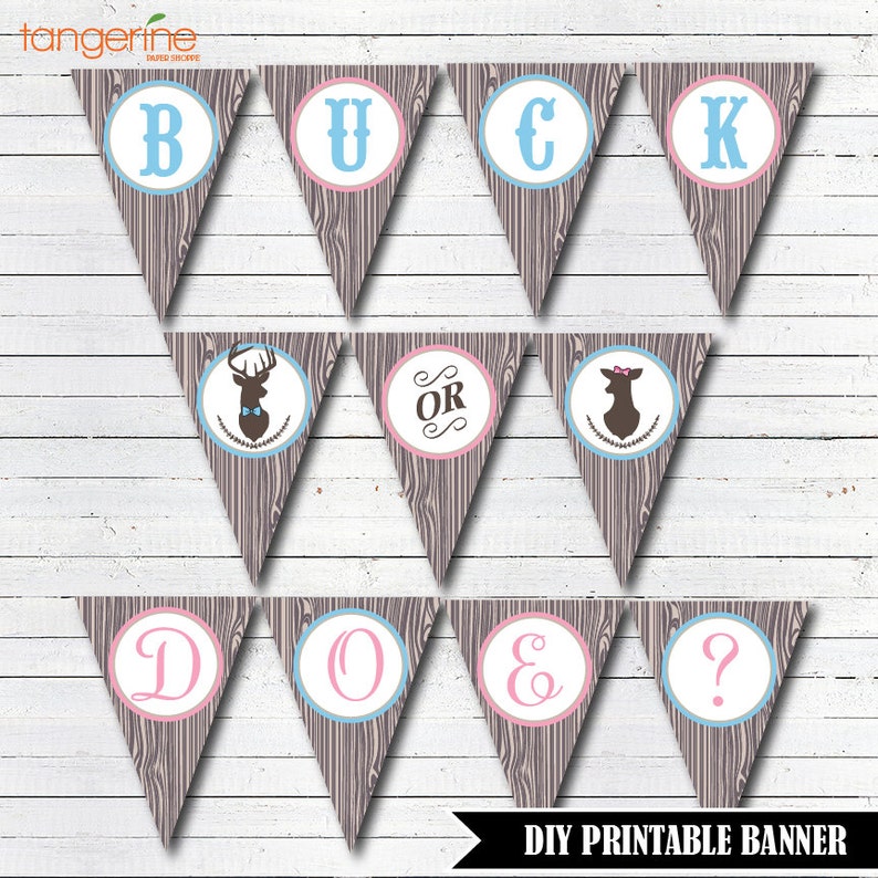 Buck Or Doe Gender Reveal Banner Buck Or Doe Banner Couples Baby Shower Diy Printable Banner Instant Download