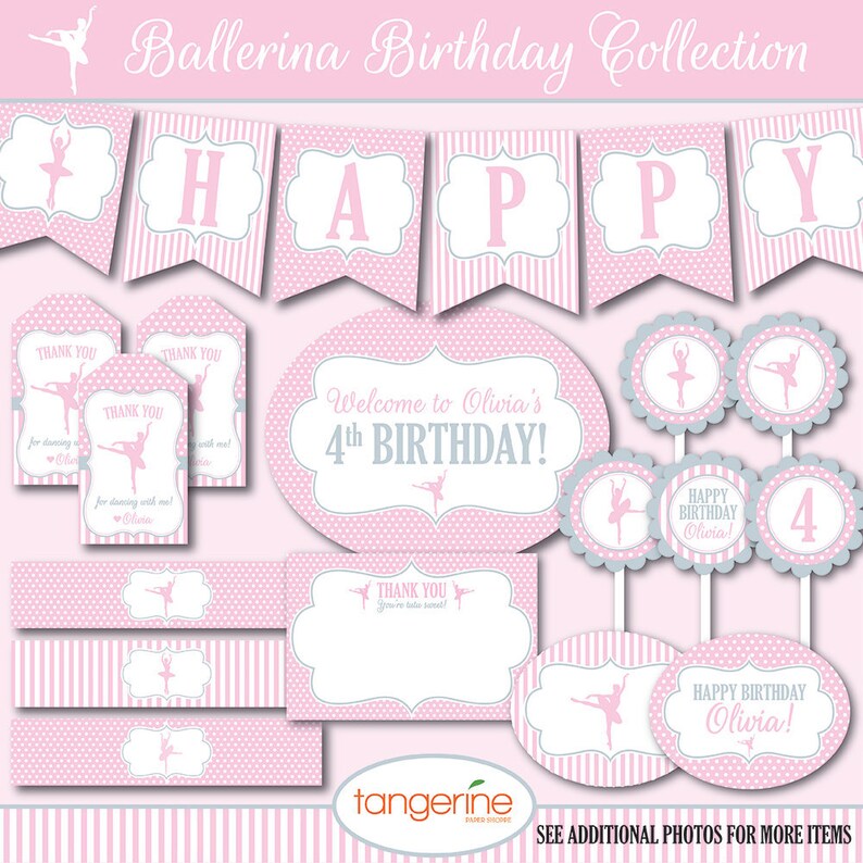 Ballerina Thank You Cards Ballerina Birthday Ballerina Baby Shower Ballet Party Printable INSTANT DOWNLOAD image 3