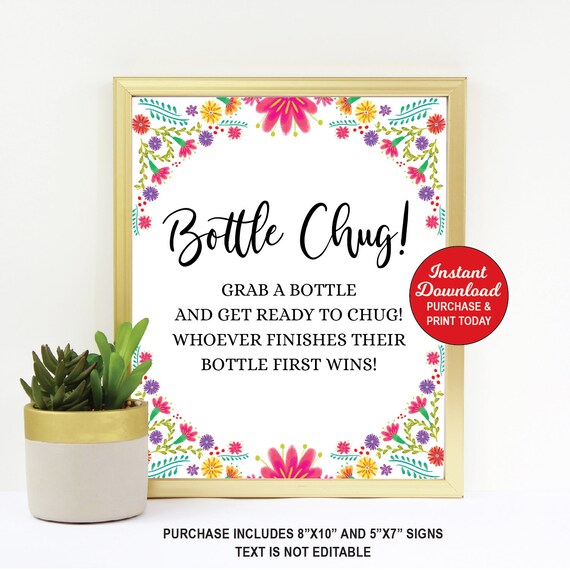 Bottle Chug Game, Fiesta Baby Shower Game, Bottle Game, Baby Shower