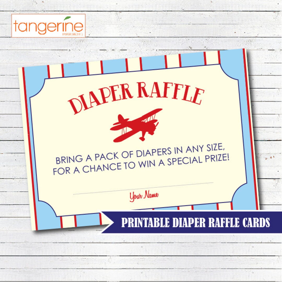 Airplane Baby Shower Printable Diaper Raffle Tickets INSTANT DOWNLOAD ...