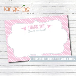 Ballerina Thank You Cards Ballerina Birthday Ballerina Baby Shower Ballet Party Printable INSTANT DOWNLOAD image 1