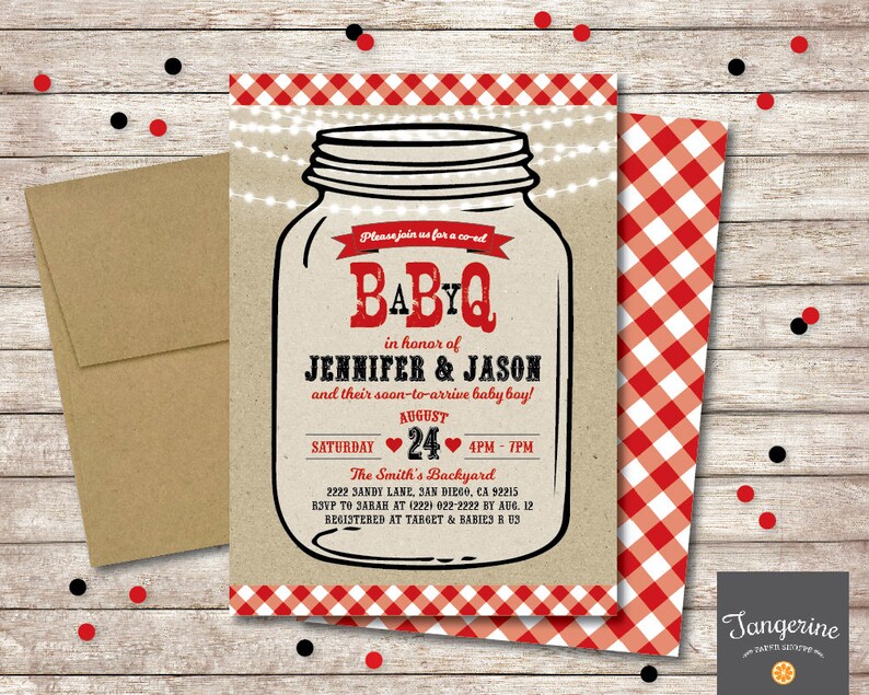 Baby Q Shower Invitation Mason Jar Red Bbq Baby Shower Etsy Baby Q Shower Invitation Mason Jar Red Bbq Baby Shower Etsy