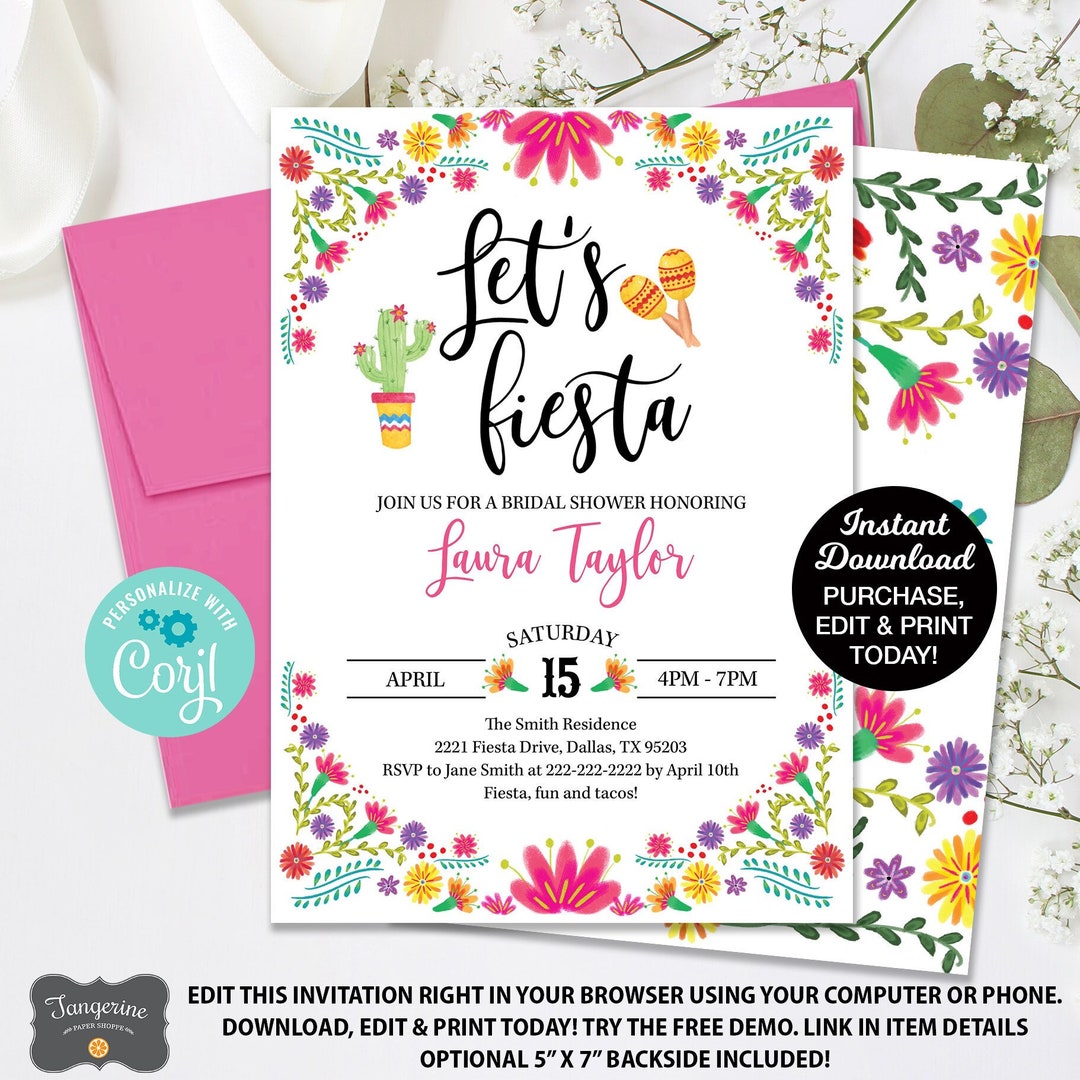 Fiesta Bridal Shower Invitation, Fiesta Invitation, Engagement Party ...