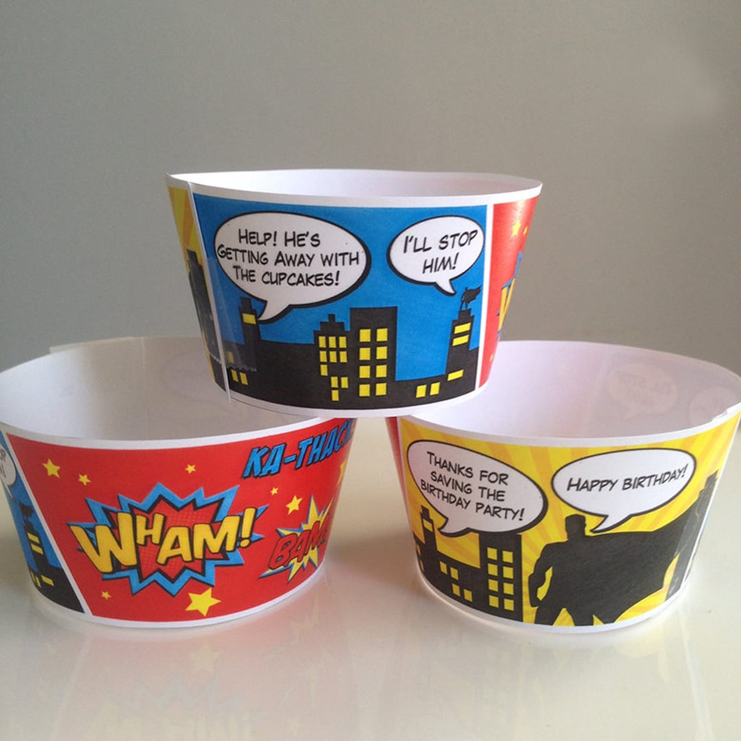 Superhero Birthday, Superhero Cupcake Wrappers, Superhero Birthday ...