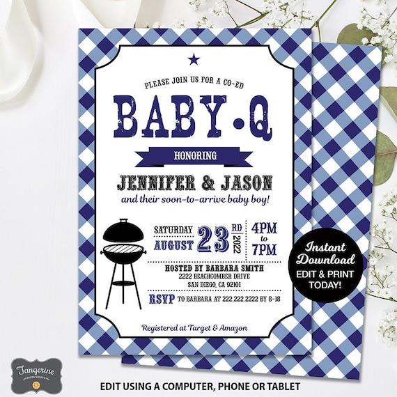 Editable Baby Q Shower Invitation, BBQ Baby Shower Invitation, Couples Baby Shower, Printable, INSTANT DOWNLOAD Il_570xn