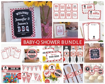 Baby Q Decorations, BBQ Baby Shower Decorations Package, Co-ed Baby Shower, Couples Baby Shower, Personalized Printable Instant Download