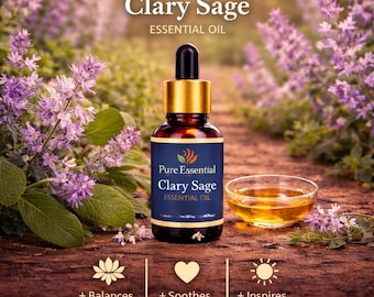 Pure Clary Sage Essential Oil – Fresh Herbal Aroma for Diffusers, Candles, Soap