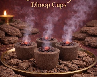 Coupes d'encens Dhoop en bouse de vache, encens traditionnel indien aux herbes, parfum naturel pour la puja à base de bouse de vache, Pure Essentials