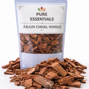 Arjun Chhal entero / Trozos de corteza de Arjun secos / Suministro botánico tradicional / Puro esencial