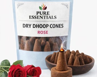 Handgemaakte roos-dhoopkegels | Bloemenwierook voor Pooja