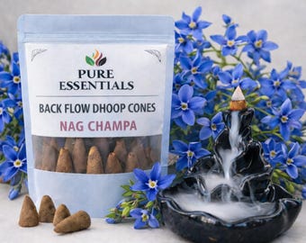 Nag Champa Backflow Rökelsekottar Blommig Träig Arom Dhoop Pure Essentials