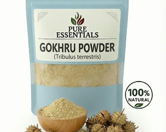 Gokru Pulver | Tribulus Terrestris Pulver | Reines ayurvedisches Kraut | Natürliche Wellness-Ergänzung | Kräuterpulver | organisch und chemisch frei