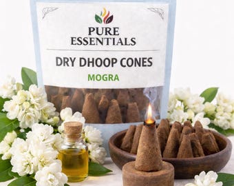 Mogra Fragrance Dhoop Cones | Floral Jasmine Aroma | Handcrafted Incense Cones for Home Use
