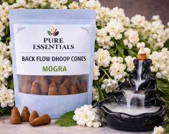 Mogra Scent Backflow Rökelsekottar Jasmin Blommig Arom Dhoop Pure Essentials