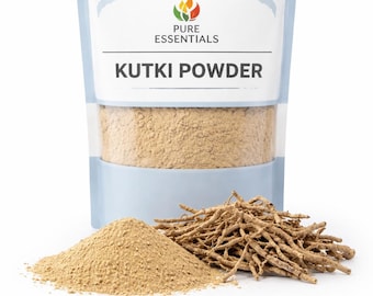 Polvo puro de raíz de Kutki esencial: ingrediente botánico natural seco para mezclas de hierbas.