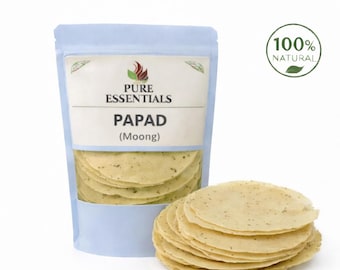 Moong Papad (Papadum Lentil Wafer) | Traditional Indian Crisp Flatbread | Ready to Cook | Pure Essential
