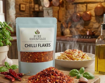 Chilli Flakes | Premium Crushed Red Chilli | Natural Spicy Seasoning | Pure Dried Chili Pepper Flakes | Kitchen Spice | Cooking & Pizza Topp