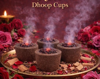 Coupes d'encens Dhoop à la rose, parfum floral, encens indien Dhoop traditionnel à la rose, parfum d'intérieur, Pure Essentials
