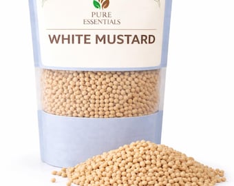 Pure Essential White Mustard Seeds – Whole Safed Rai for Cooking, Pickles, Spice Blends