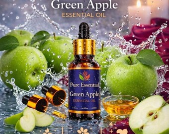 Pure Essential Green Apple Fragrance Oil – Crisp Fruity Aroma for Diffusers, Candles, Soap (Liquid)