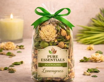 Pure Essential Lemongrass Potpourri – Fresh Citrus Herbal Fragrance Mix – Decorative Botanicals