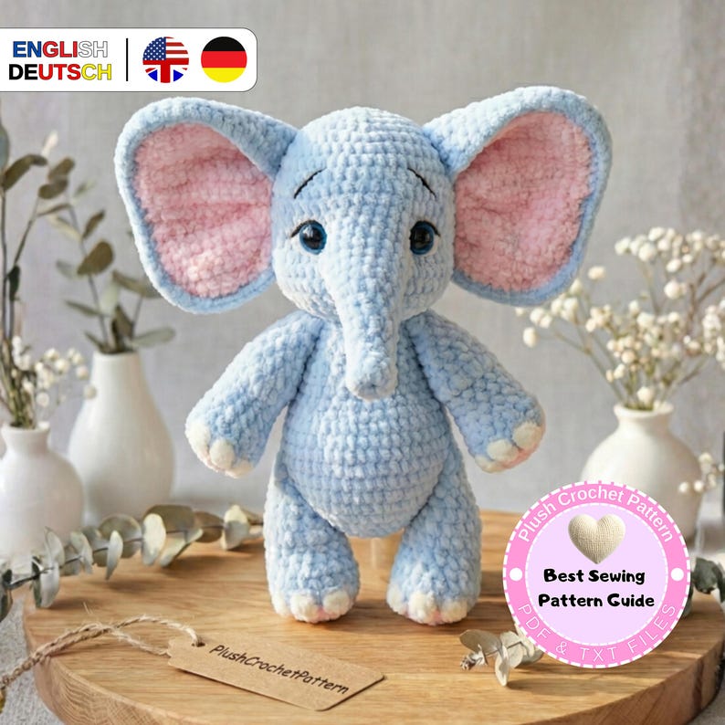 Elephant Crochet Pattern PDF – Handmade Plush Toy Guide for Beginners image 1