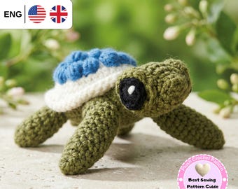 Crochet  Ernest the Sea Turtle Pattern Amigurumi, Crochet Baby Sea Turtle Animal Pattern, Easy Beginner, Instant Download, PDF Download