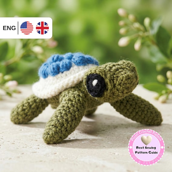 Crochet  Ernest the Sea Turtle Pattern Amigurumi, Crochet Baby Sea Turtle Animal Pattern, Easy Beginner, Instant Download, PDF Download