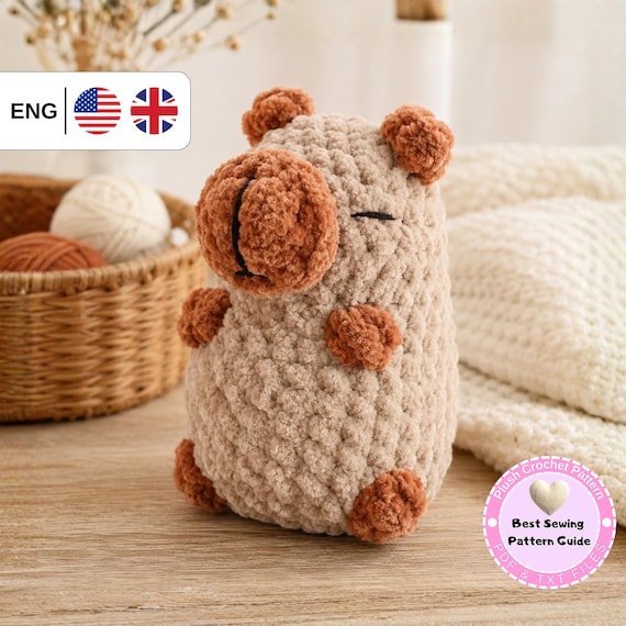 Capybara Amigurumi PDF Pattern, Easy Capybara Crochet Pattern,  Step-by-Step Knitting Instructions, English PDF Pattern, Digital Download