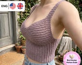 Ribbed Bustier Top Crochet Pattern, V Neck Crochet Top Pattern, Sleeveless Summer Tank Top, Tie Front Vest Pattern, Beginner Friendly Top