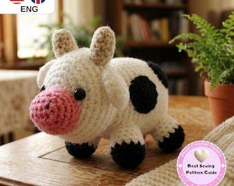 Wooly Cow Crochet Pattern: Mini Cow Plush Toy, Crochet Cute Cow Amigurumi  (PDF Pattern)