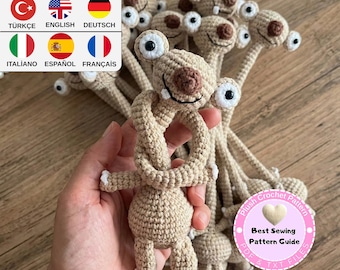 Sid the Sloth Amigurumi Pattern, Crochet Pattern Sloth PDF, Long Neck Sloth Pattern, Ice Age Character Crochet Tutorial, Sloth Toy, US & DE