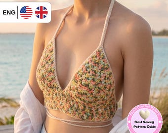 Crochet Bralette Pattern PDF, Halter Top Crochet Pattern, Made to Measure Summer Crop Top, Festival Top, Beginner Friendly, Instant Download
