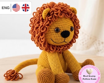 Lion Crochet Pattern PDF, Amigurumi Lion Pattern, Cute Lion Plush Tutorial, Jungle Animal Crochet Toy, Instant Download