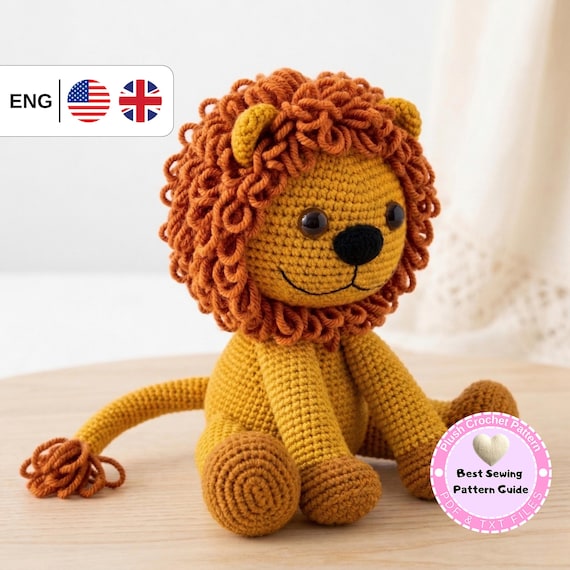 Lion Crochet Pattern PDF, Amigurumi Lion Pattern, Cute Lion Plush Tutorial, Jungle Animal Crochet Toy, Instant Download