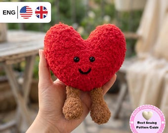 Crochet Heart Plush Pattern PDF, Valentine's day, Amigurumi Heart Toy, Valentine Love Plushie, Heart Plush Crochet, English Digital Download