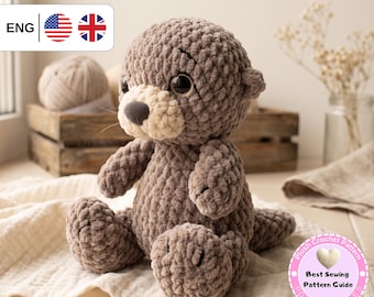 Crochet Otter Pattern PDF, Amigurumi Otter Plush Toy Pattern, Crochet Animal Pattern, English PDF Digital Download
