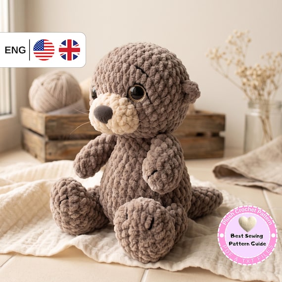 Crochet Otter Pattern PDF, Amigurumi Otter Plush Toy Pattern, Crochet Animal Pattern, English PDF Digital Download
