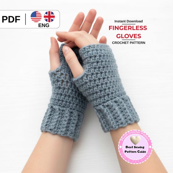 CROCHET PATTERN - Easy Fingerless Gloves Crochet Pattern, Basic Mitten Hand Warmers Pattern,  Crochet Winter Mitts Pattern, Download PDF