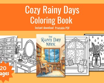 Cozy Rainy Days Adult Coloring Book | Printable PDF Pages