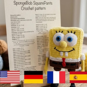 SpongeBob Crochet Pattern | Amigurumi Plush Tutorial (Digital Download) multilanguage English | German | French | Spanish