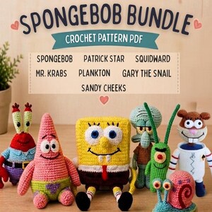 Marine Whimsy Squad | SpongeBob Crochet Pattern Bundle | Crochet Patterns Bundle 7 in 1 Bundle