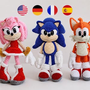 Sonic, Amy Rose, Tails Crochet Pattern Bundle | Amigurumi PDF | English | Dutch | French | German